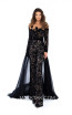 Tarik Ediz 93630 Black Front Evening Dress