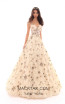 Tarik Ediz 93704 Ivory Gold Front Evening Dress