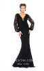 Tarik Ediz 93736 Black Front Evening Dress