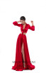 Tarik Ediz 50476 Red Front Prom Dress