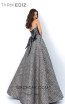 Tarik Ediz 93859 Gray Gold Back Evening Dress