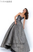 Tarik Ediz 93859 Gray Gold Front Evening Dress