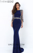 Tarik Ediz 93884 Navy Front Evening Dress