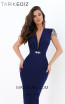 Tarik Ediz 93905 Navy Front Evening Dress