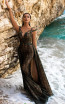 Tarik Ediz 93624 Olive Green Front Dress