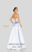 Terani 1911E9624 White Denim Silver Back Evening Dress