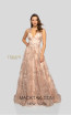 Terani 1912E9206 Nude Gold Front Evening Dress