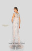 Terani 1913E9226 White Silver Nude Back Evening Dress