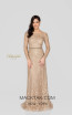 Terani 1913E9229 Gold Nude Front Evening Dress