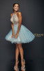 Terani Couture 1821H7929 Dusty Blue Front Dress