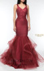 Terani Couture 1911P8640 Wine Silver Front Dress