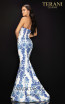 Terani 2011P1112 White Blue Back Dress