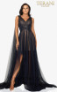 Terani 2012E2273 Navy Black Front Dress