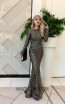 TK AS118 Black Silver Back Evening Dress