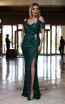 TK DA002 Green Front Evening Dress