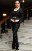 TK DA016 Black Front Evening Dress