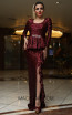 TK DA016 Wine Front Evening Dress