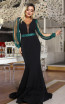 TK DA027 Black Green Front Evening Dress