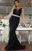 TK DA027 Black Ivory Front Evening Dress
